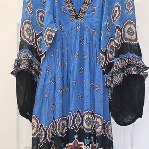 FARM Rio Blue and Black Maxi Dress